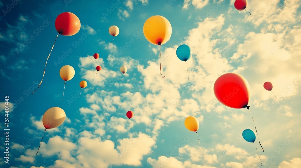 Colorful balloons float on a sunny sky (1) Colorful balloons float on a sunny sky (1)