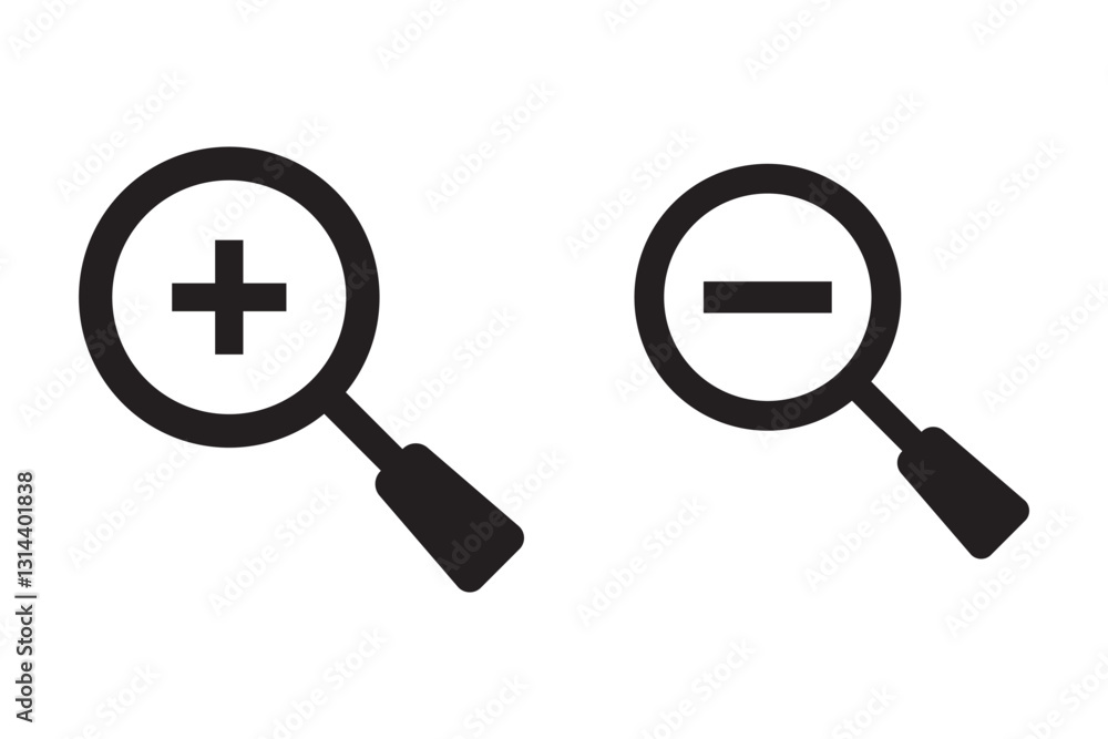 magnifier zoom in, zoom out symbol icon. vector illustration magnifier zoom in, zoom out symbol icon. vector illustration