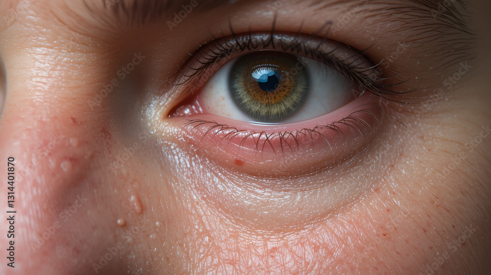 Chalazion on the eyelid of man macro. Demodicosis mite diseas, demodex. Eye of man with stye close-up. Man's eye with swollen, inflamed eyelid. Eyelid abscess. Eye infection, hordeolum.. Chalazion on the eyelid of man macro. Demodicosis mite diseas, demodex. Eye of man with stye close-up. Man's eye with swollen, inflamed eyelid. Eyelid abscess. Eye infection, hordeolum..