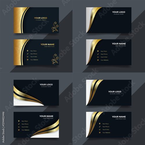 Gold, black business card mockup design