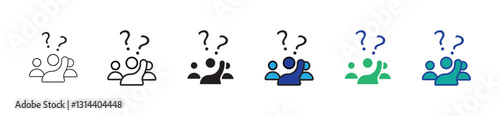people raise hand asking question icon student in classroom raising hand ask with question mark symbol vector set education wonder learning support illustration design
