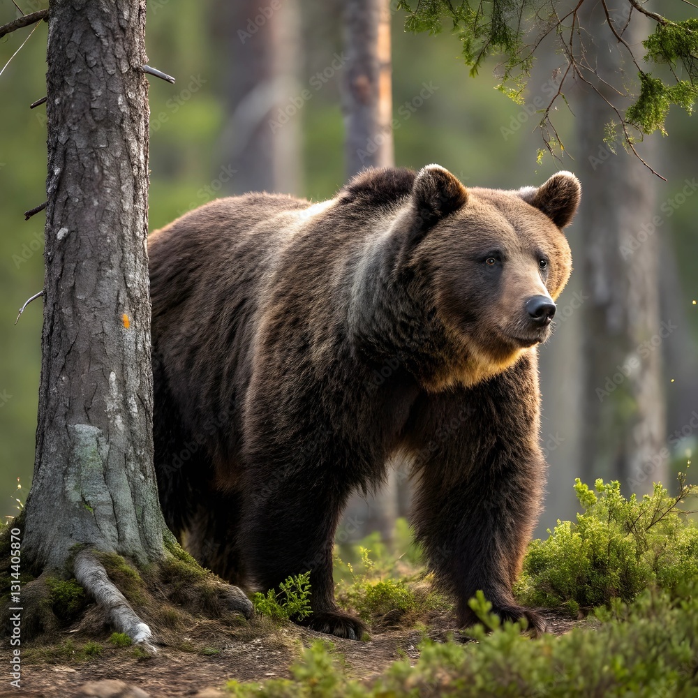 Fototapeta premium brown bear in the forest