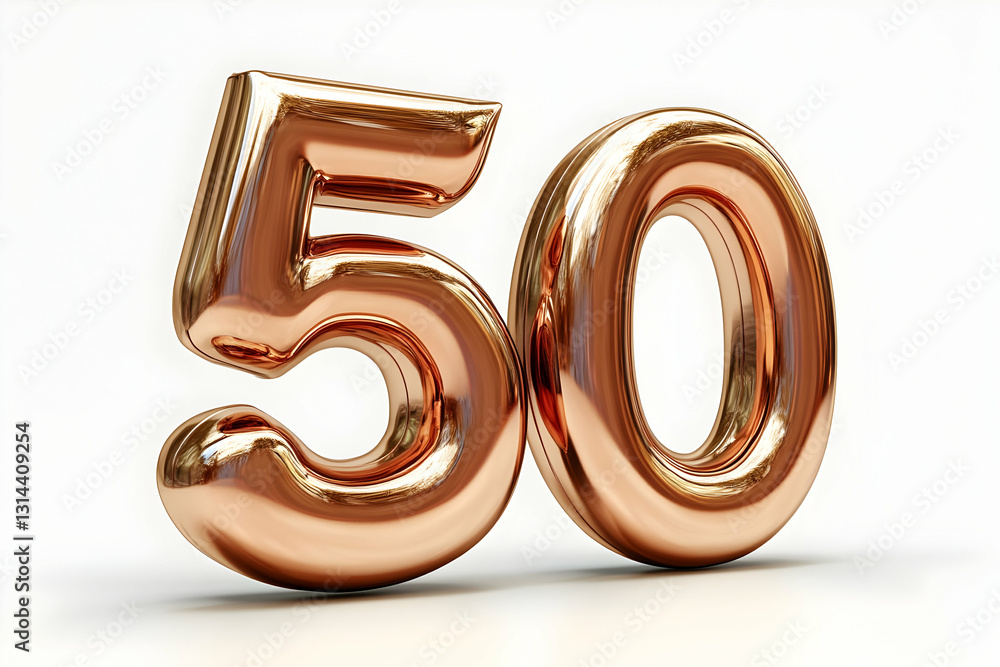 3D Rose Gold Number Fifty 3D Rose Gold Number Fifty