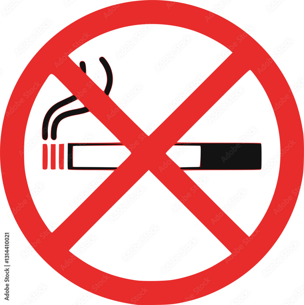 Obraz premium No smoking cigarette or vape sign, cigarette, vape in prohibition circle area 