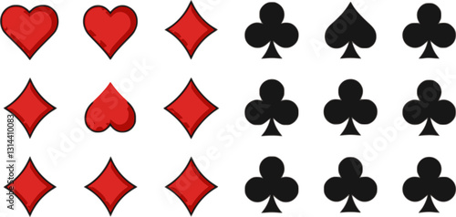 Card suit icon set, playing cards symbols signs
