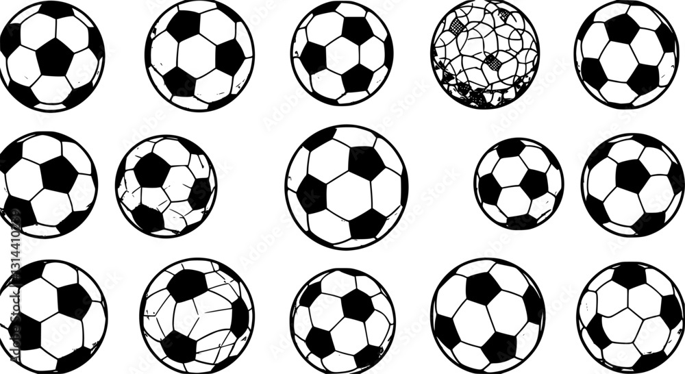 Obraz premium Soccer ball set icons, football signs, line soccer sport ball – vector 