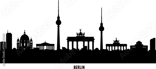 Berlin city silhouette with towers, Berlin skyline - stock vector
