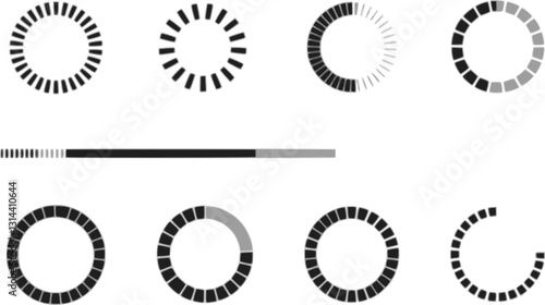 Set loading bar icons. Progress bar loading signs. Collection loading status bar in different design. Download progress icons – vector
