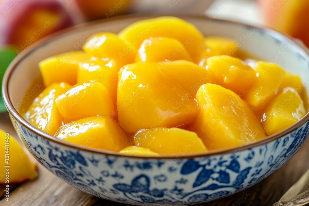 Sliced peaches in syrup viewed from above. Neural network AI generated Sliced peaches in syrup viewed from above. Neural network AI generated