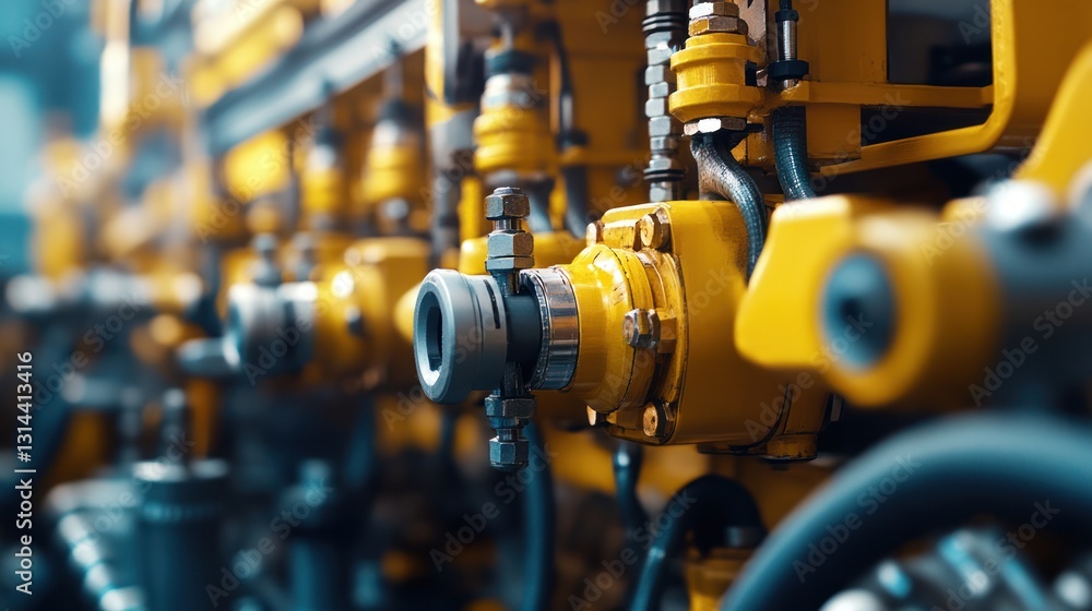 Factory Yellow Machine Closeup Factory Yellow Machine Closeup