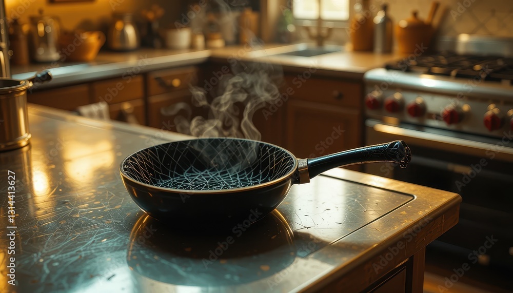 Steaming Food in Modern Kitchen Pan Delicious Hot Meal Preparation Cooking Steaming Food in Modern Kitchen Pan Delicious Hot Meal Preparation Cooking