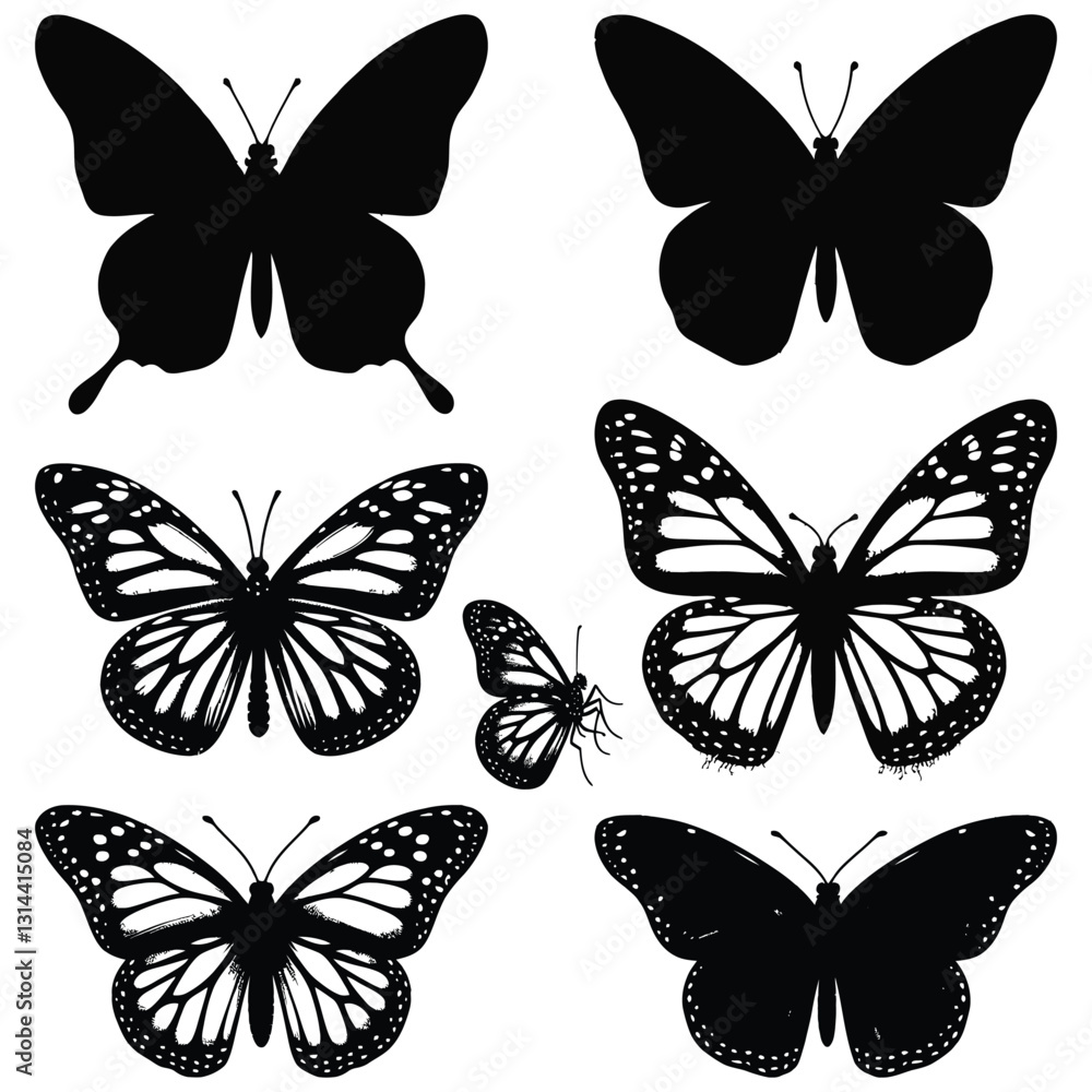 set of butterflies set of butterflies