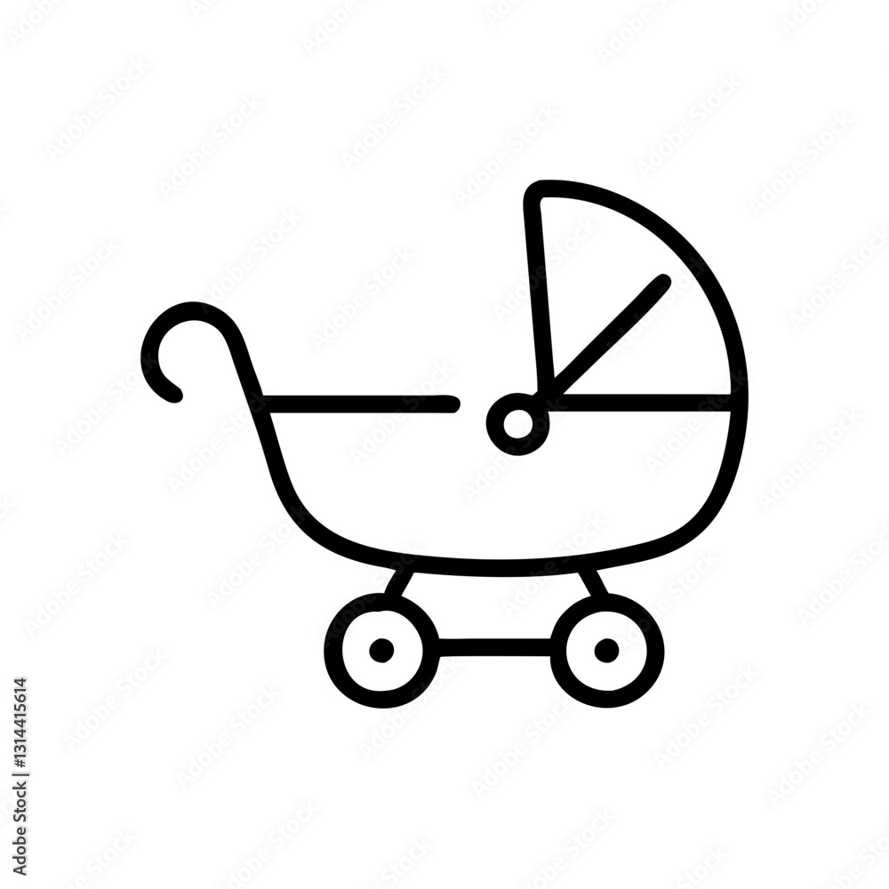 Outline icon of a baby stroller or pram Outline icon of a baby stroller or pram