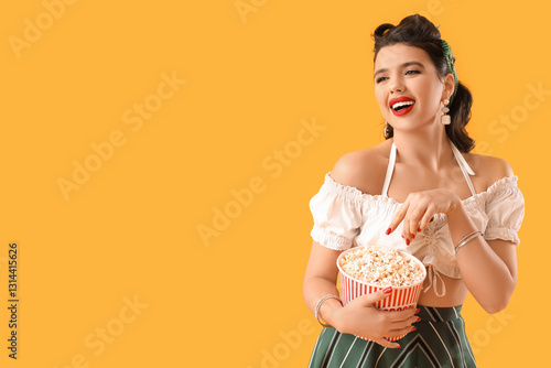 Attractive pin-up woman wit...