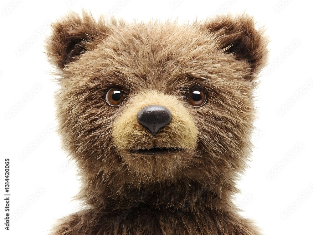 Fototapeta premium Closeup of Soft and Cozy Classic Teddy Bear on White Background