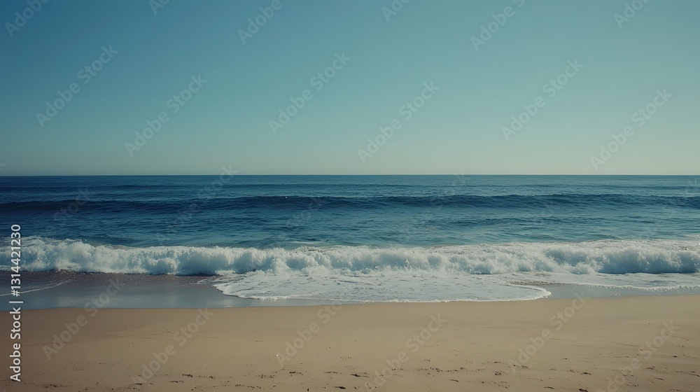 Peaceful Turquoise Seascape with Soft White Sand and Clear Sky Peaceful Turquoise Seascape with Soft White Sand and Clear Sky