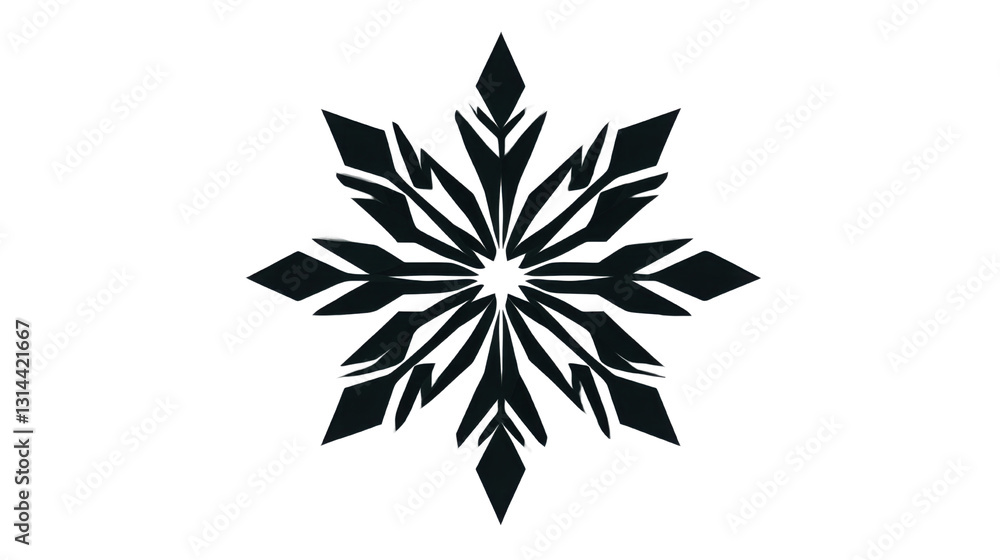 black geometric snowflake ornament design isolated on transparent background black geometric snowflake ornament design isolated on transparent background
