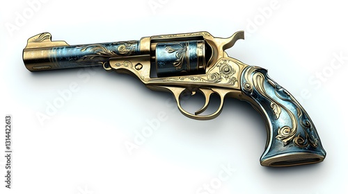Obraz na płótnie a fancy looking revolver on a white background w salonie