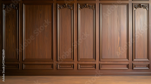 Classic Brown Wood Panel Wall and Floor Background