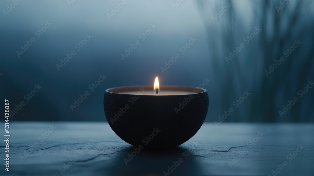 Tranquil Candle Glow in a Dark Room Creating a Calm and Serene Atmosphere for Relaxation and Meditation Tranquil Candle Glow in a Dark Room Creating a Calm and Serene Atmosphere for Relaxation and Meditation