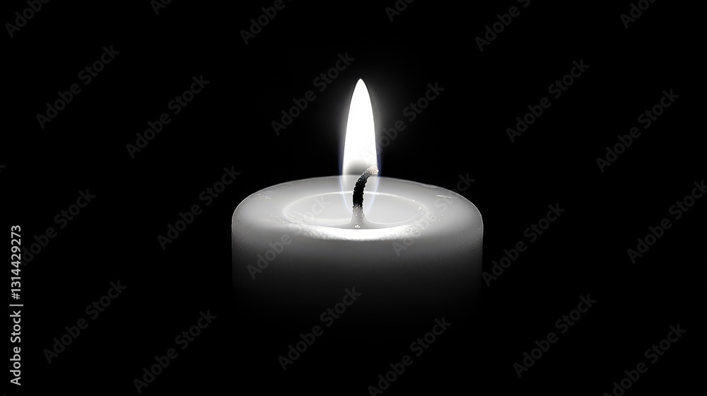 Close-Up of a Single Candle Flame Glowing Brightly in Darkness with Soft Light Surrounding the Wick for Serenity and Peace Close-Up of a Single Candle Flame Glowing Brightly in Darkness with Soft Light Surrounding the Wick for Serenity and Peace