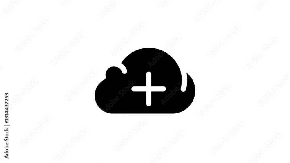 Minimalist solid-style cloud plus icon animation with smooth motion and seamless loop. Ideal for cloud storage expansion, file uploading, data addition, and UI and UX elements Minimalist solid-style cloud plus icon animation with smooth motion and seamless loop. Ideal for cloud storage expansion, file uploading, data addition, and UI and UX elements