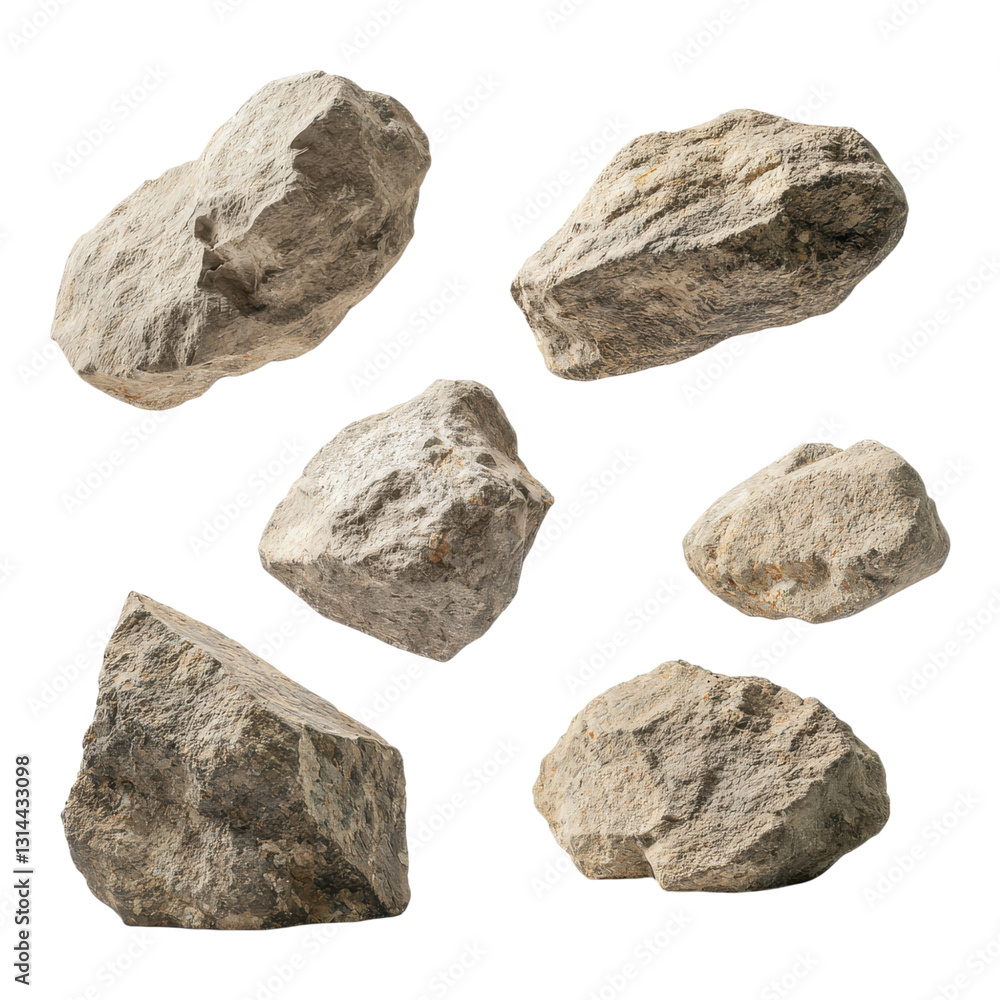 Fototapeta premium A collection of various shaped rocks showcasing natural textures and colors.