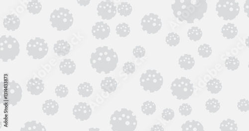 gray virus pattern with microscopic bacteria cells on white background