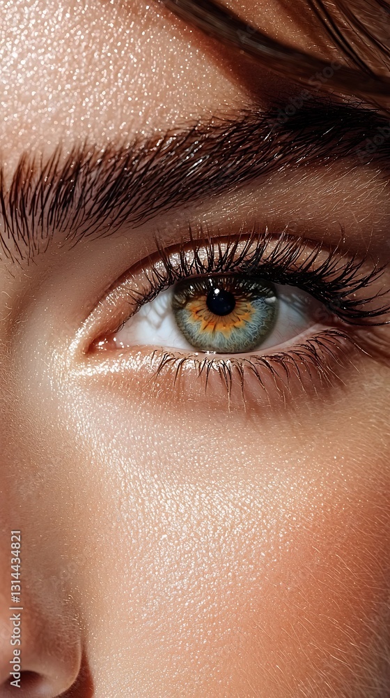 Beautiful macro shot of an expressive eye, ultra-defined lashes, delicate skin texture, professional beauty portrait, commercial stock image, seamless white backdrop Beautiful macro shot of an expressive eye, ultra-defined lashes, delicate skin texture, professional beauty portrait, commercial stock image, seamless white backdrop