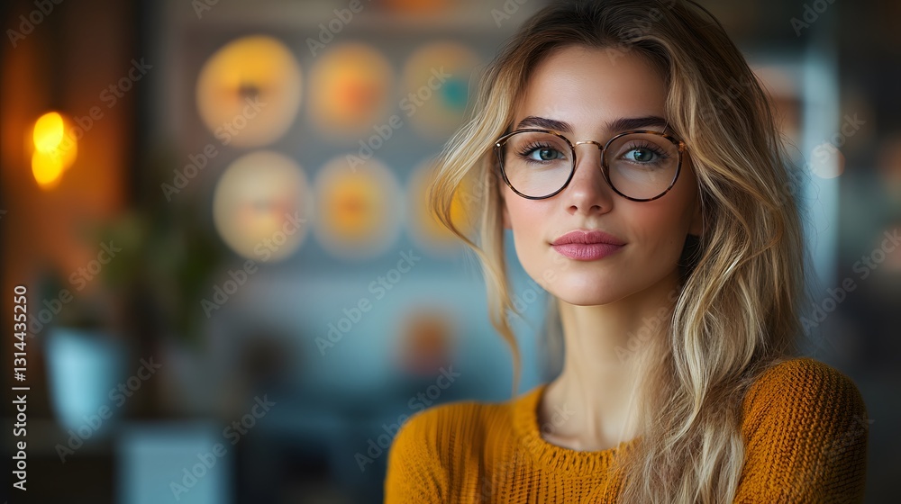 Woman in a business analytics role, evaluating company growth trends, professional presentation, high-level strategy Woman in a business analytics role, evaluating company growth trends, professional presentation, high-level strategy