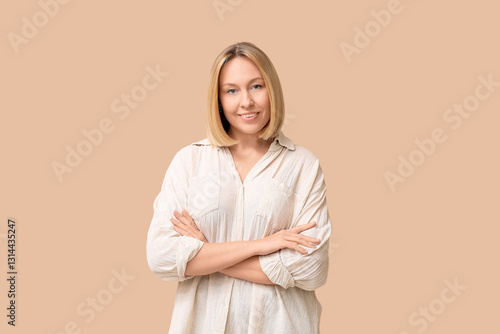 Happy young woman with bob ...