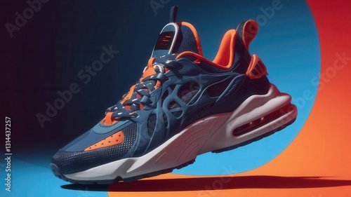 sport shoes on a blue background