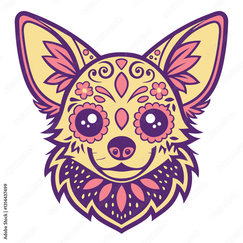 A vector desing of a long haired chihuahua silhouette A vector desing of a long haired chihuahua silhouette