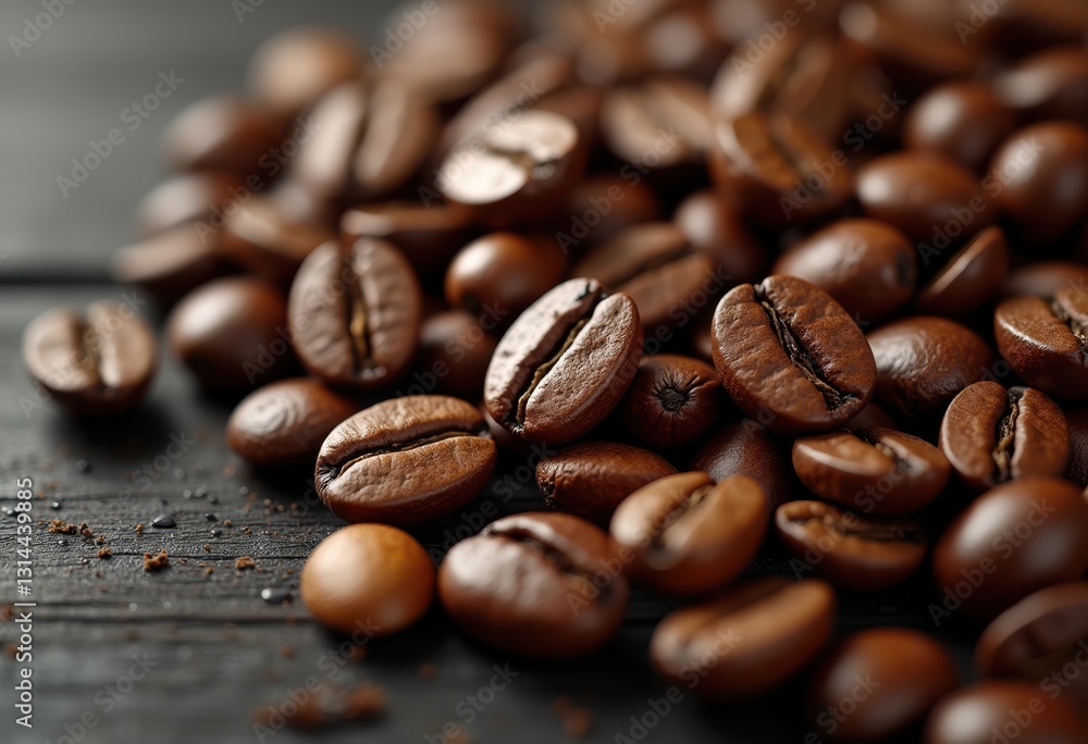 Naklejka premium detailed close shots fresh coffee beans showcasing their rich unique natural grain patterns coffee enthusiasts lovers, arabica, robusta, textures, colors