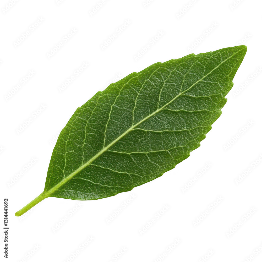 Fresh Green Leaf Isolated on White Background for Nature Themes Fresh Green Leaf Isolated on White Background for Nature Themes