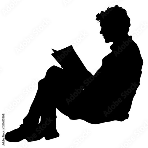 Silhouette of Businessman Analyzing Report: Leadership in Action