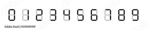 Digital number. Digital clock numbers. Seven-segment display. Vector illustration