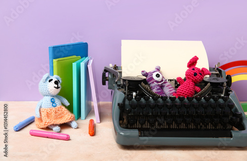 Vintage typewriter and knit...