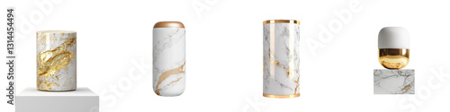 Wallpaper Mural A sleek and elegant marble pedestal with gold accents, perfect for art and decorative item display, is depicted on a transparent background in png format Torontodigital.ca