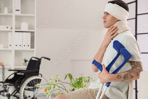 Injured young man after acc...