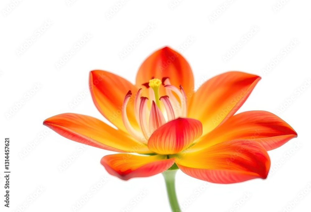 Naklejka premium A single vibrant bloom, petals unfurled, isolated on pure white, colorful, elegance