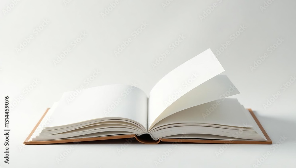 Blank open book with soft shadow on white background, blank page, reading Blank open book with soft shadow on white background, blank page, reading