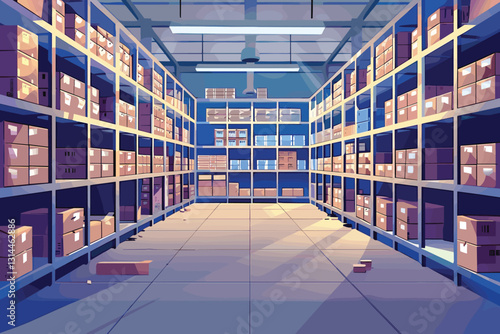 a warehouse ship piled with goods,3d rendering
