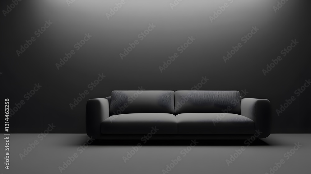 Modern and Sleek Plush Sofa in Contemporary Living Room with Minimalist Interior Design Modern and Sleek Plush Sofa in Contemporary Living Room with Minimalist Interior Design
