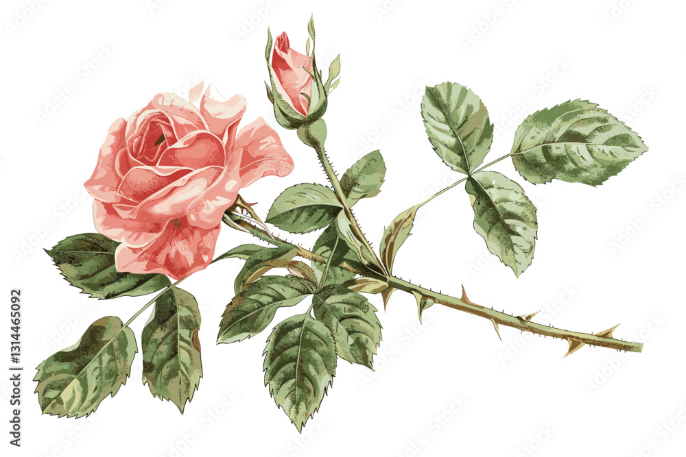 Fototapeta premium rose vector illustration in watercolour style 