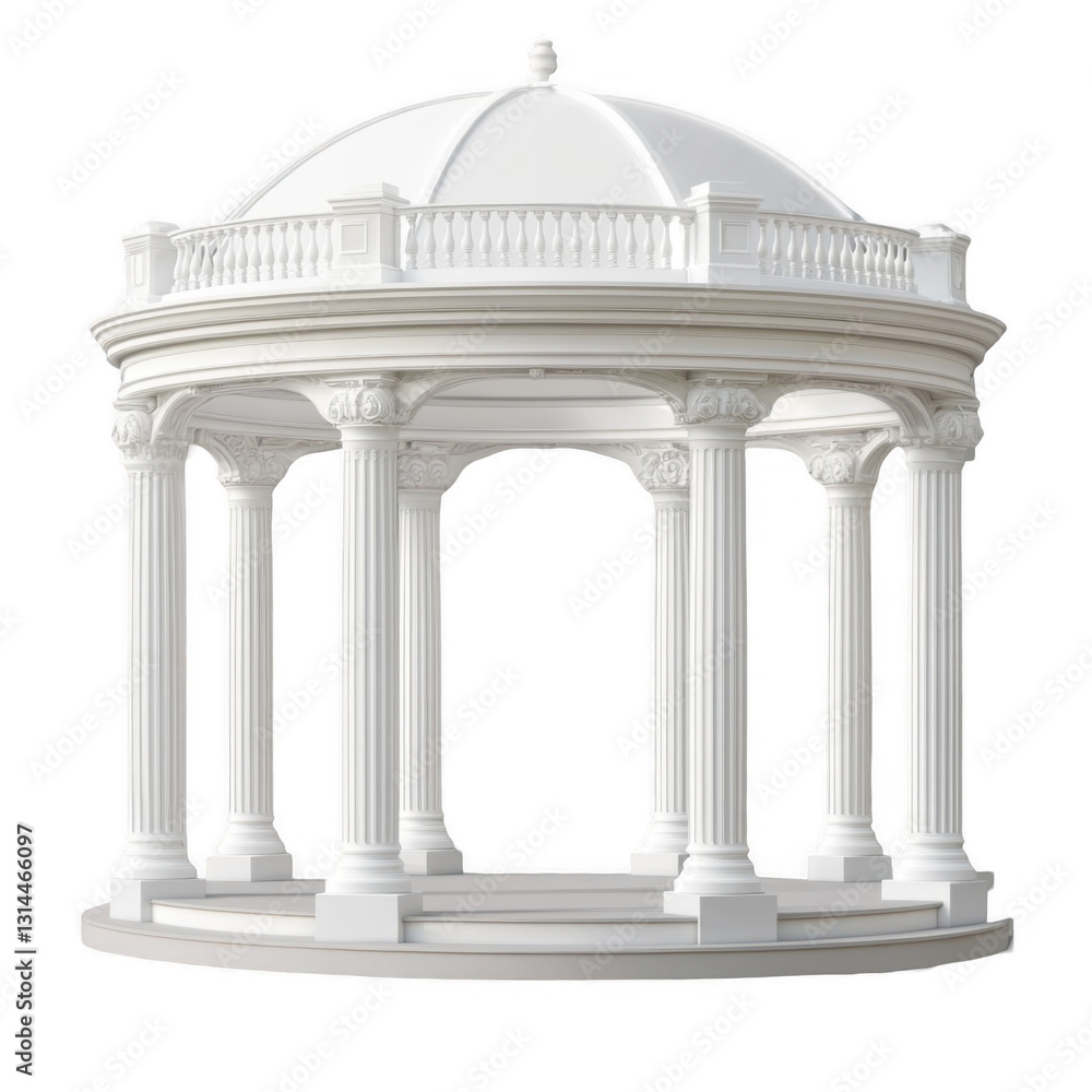 Obraz premium Elegant white gazebo with dome and classical architectural design