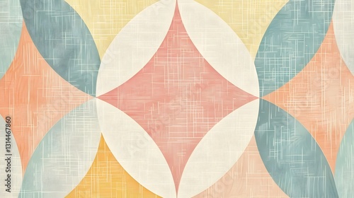 Retro Geometric Pastel Wallpaper Pattern Capturing Mid Century Aesthetics