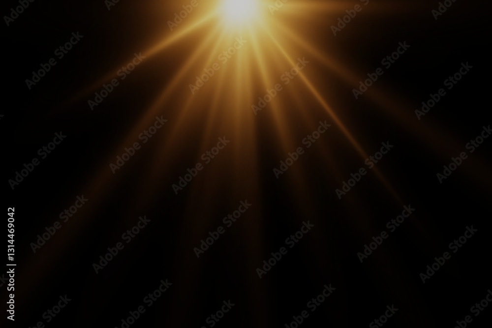 Obraz premium Flash of light. Golden glare and star bursts. Vector illustration.