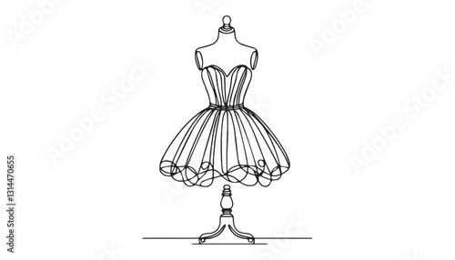 Continuous one single minimal line drawing clothing