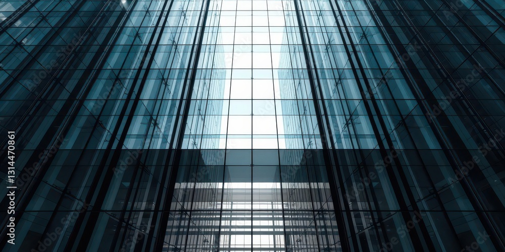 Obraz premium Geometric lines, glass facade, urban architecture, graphic,modern, illustration